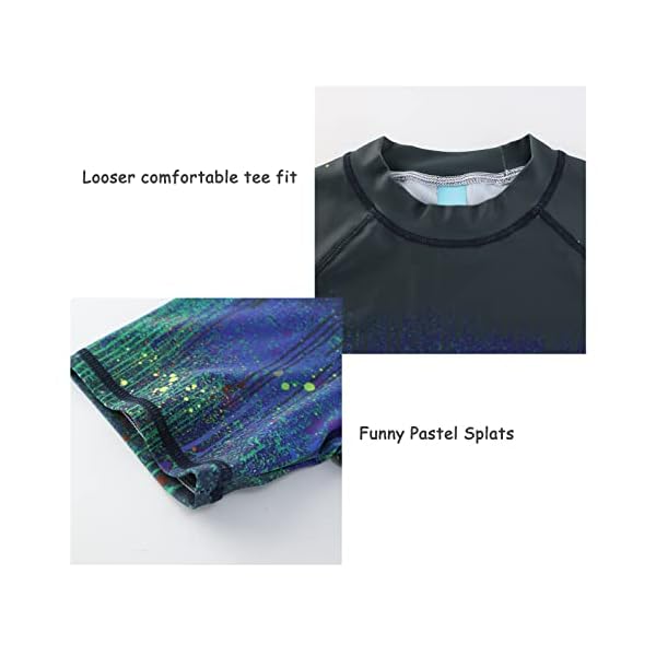 Aisyee Big Boys One Piece Rash Guard Swimsuits Short Sleeve Swim Shirt Bathing Suits Black Size 12/10-12 Years - Image 5