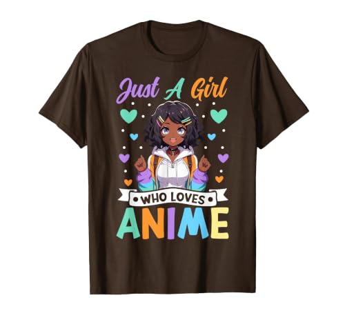 Just A Girl Who Loves Anime Merch African American Afro T-Shirt, Men, Brown, Small