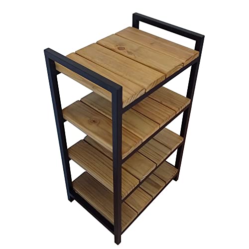 Estante Sapateira Vertical Madeira Maciça e Metal Estilo Industrial Multiuso Resistente Moderna SD-5