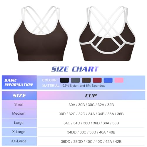 Image of WOYYHO Cross Back Sports Bra for Women Padded Medium Support Workout Bra | 3 Pack, Strappy, Removable Pads, Soft, Spaghetti Strap, Moisture-Wicking, Seamless, for Athletic Yoga Gym Fitness Daily