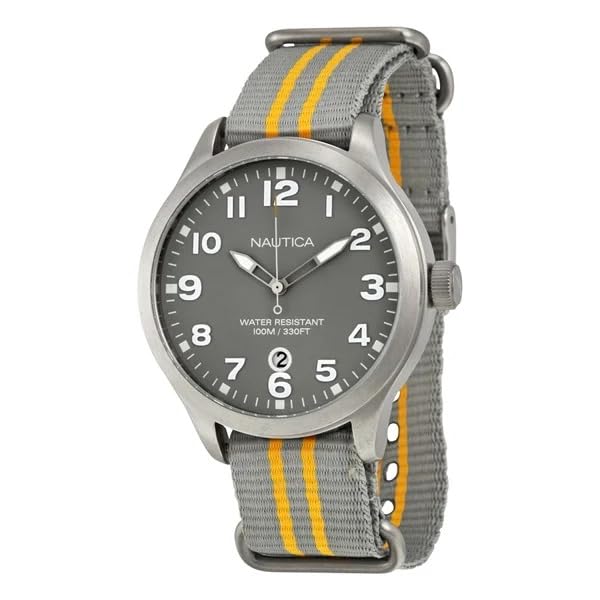 Montre Homme Nautica A09918G quartz analogique avec un bracelet en cuir noir élégant