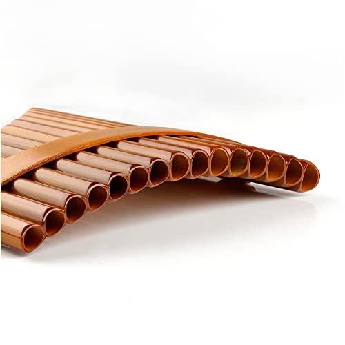 15 Pipes G Key Pan Flute Light Brown Folk Woodwind Instruments Pan Pipes Including Tunning Sticks Pipes Inner Clearning Stick Cloth And Black Bag (Right Hand) #TOP3