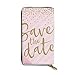 Produktbild JHGFG Confetti Pink Echtleder Geldbörse Lange Damen Geldbörse Handtasche Multi Kartenhalter Organizer Für Frauen Personalisiert