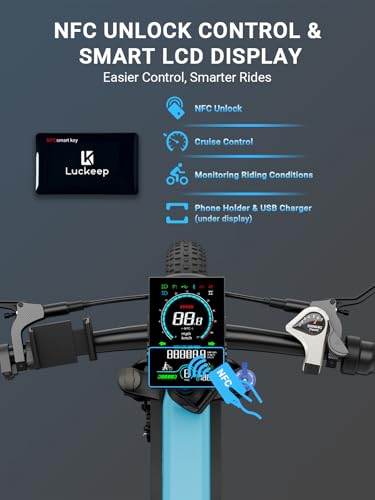 Image of Luckeep Folding Electric Bike for Adults 1500W Peak Motor, 28MPH 60 Miles,720WH Battery 20 inch x 4.0 inch Fat Tire Folding Ebikes for Adults NFC /Anti-Theft /Hydraulic Brakes E-Bbike Commuter Men