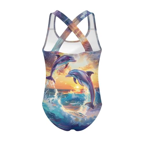 One-Piece Cross Back Swimsuit for Girls, Summer Sleeveless Swimwear Suitable for 5-14Y2