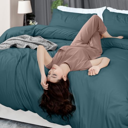 Image of Duvet Cover King, 3 PC Cotton Like Polyester, Zipper Closure, Blue Heaven