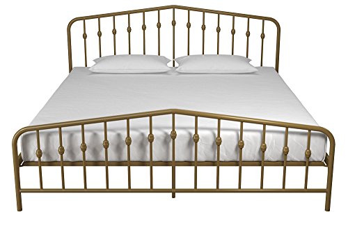Novogratz Bushwick Metal Bed With Headboard And Footboard | Modern Design | King Size - Gold #TOP1