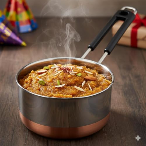 Image of Stainless Steel Saucepan Copper Bottom Induction Compatible Milk Pan 1 Pc