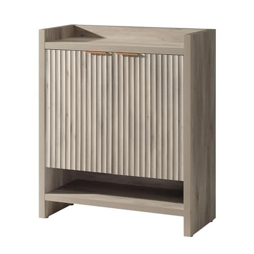 OAKHAM HOME 2-Door Fluted Shoe Cabinet, 41" Tall Shoe Storage