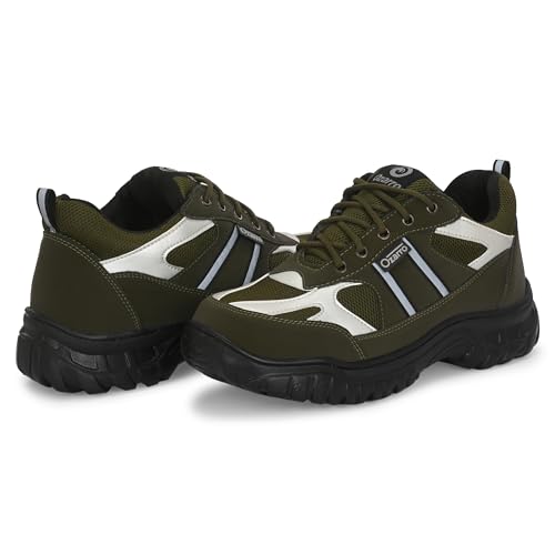 Image of Ozarro Olive Genuine Leather Steel Toe Safety Shoe for Mens (S4452)