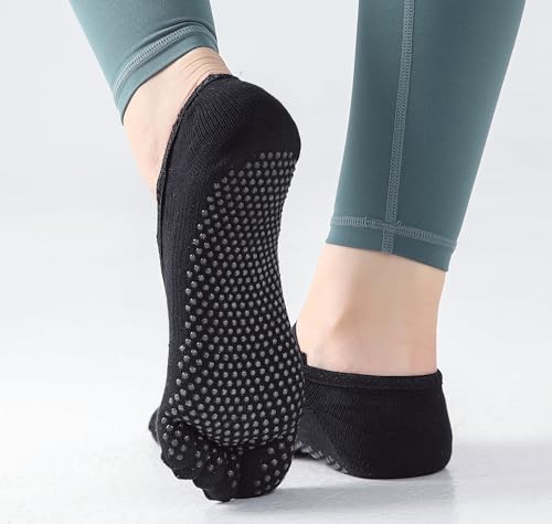 Image of SPENCIAL'S Women Non Slip Yoga Socks With Grips,Cotton Pilates Sports Athletic Dance Short Socks for Girls Ballet Pratice