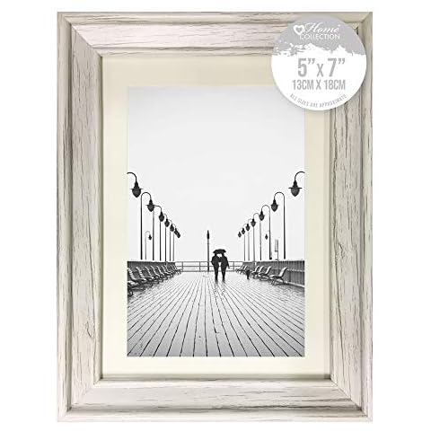 Design Group White Solitaire Shabby Chic Distressed Wood Styrene Photo Frames 5x7 Cover