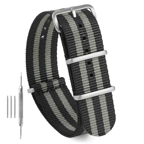 Image of TACTICAL FROG Nylon Watch Band 18mm 19 mm 20mm 22 mm 24 mm, Waterproof Military Watch Straps Replacement for Men Women, With Stainless Steel Buckle