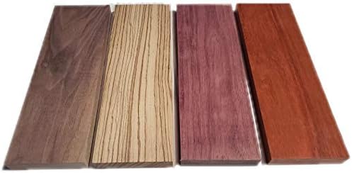 Wood-Ever Exotic Hardwood Assortment - Mixed Species Purple Heart, Padauk, Zebrawood, Walnut