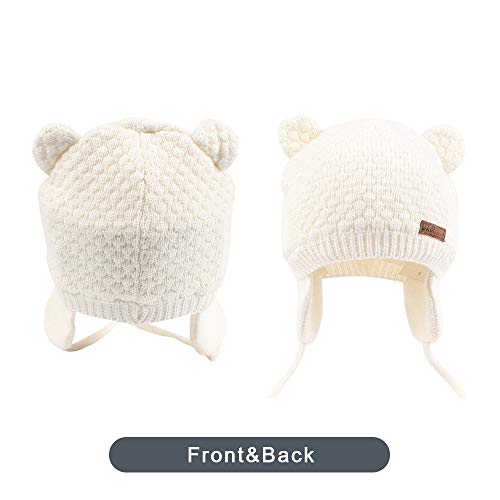Xiaohawang Warm Baby Hat Cute Bear Toddler Earflap Beanie For Fall Winter (0-7Months, White) #TOP5