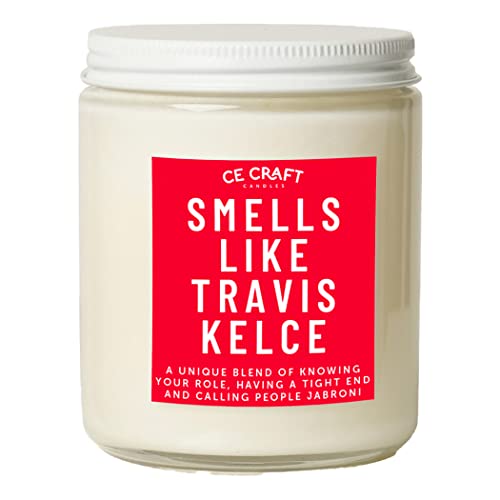 CE Craft Smells Like Travis Kelce Candle - Football Themed Candle, Gift for Kelce Fan, Celebrity Prayer Candle, Gift for Him or Her (Vanilla + Oak)