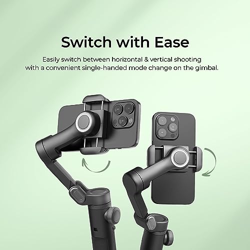 Image of Digitek (DSG-010 PRO) 3-Axis Black Smartphone Gimbal Pocket Size Foldable with Wireless Charging, 8 Creative Filming Modes, OLED Display & AI Face /Object Tracking, Android & iOS