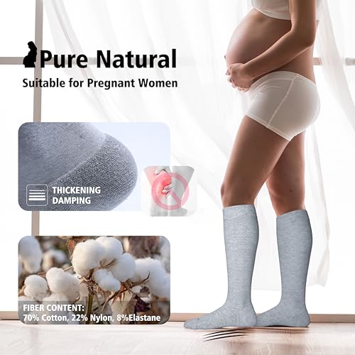 Image of LEVSOX Cotton Compression Socks for Women&Men 20-30mmHg Knee High Cute Support Sock for Nurses Pregnancy Travel