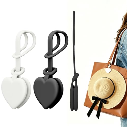 2 Pcs Magnetic Hat Clips for Travel on Bag Silicone Adjustable Sunhat Holder Hat Clip for Caps & Beach Hats Cap Clip for Beach Vacation Essentials (Black & White)