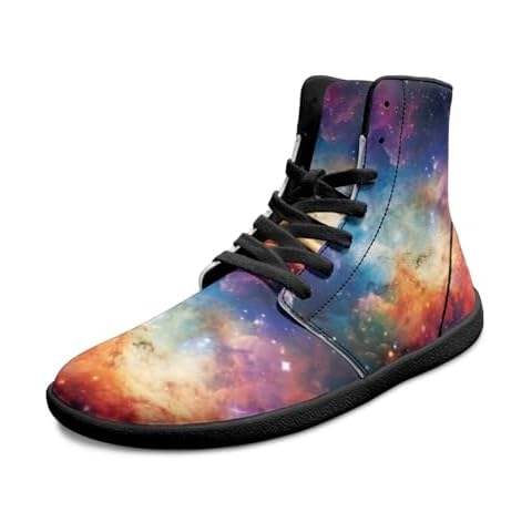 Binienty Colorful Milky Way Barefoot Shoes Fashion Grounded Footwear Running Shoes for Men Size 7.5 PU Leather Slip Water Sneakers Zero Drop Non-Slip Sole Cover