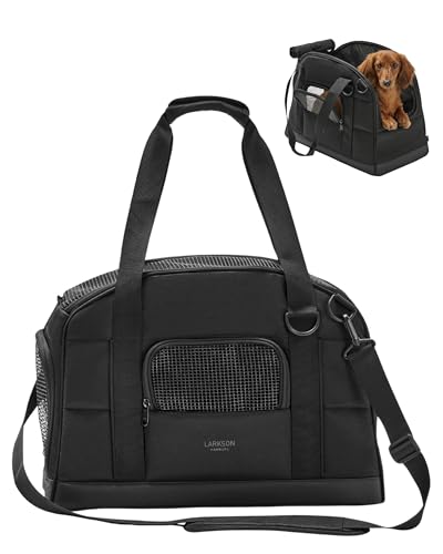 Larkson Trasportino per Cani di Piccola Taglia fino a 12 kg Nero - Tjark - Borsa da Trasporto per Cani e Gatti da Viaggio in Aereo - Conforme alle Specifiche di molte Compagnie Aeree