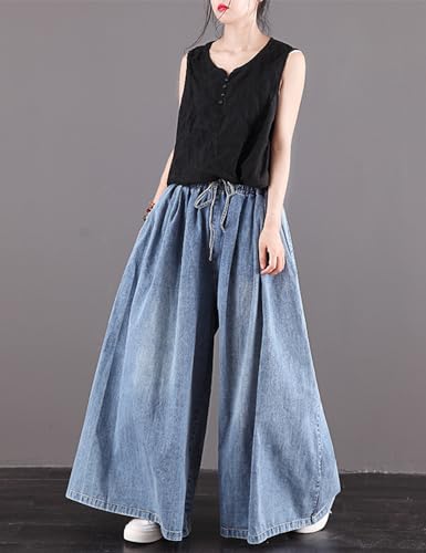 Kinghua Wide Leg Jeans for Women High Elastic Waisted Flare Baggy Jeans2
