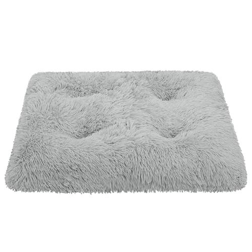 Domarex Hundebett Katzenbett weich flauschig 70x50 cm - orthopädisches Haustierbett für kle-ine Hunde & Katzen - rutschfestes, pflegeleichtes Kuschelkissen aus Polyester mit Silikonfüllung - Grau