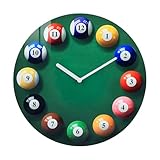 Horizent Billiards Pool Ball Wall Clock-Glass Pool Table Wall Clock for Billiards Room,Pool Room,Bar,Game Room,Gift(8 Inch)
