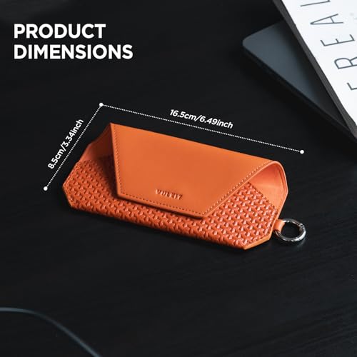 Image of VULKIT Portable Leather Eye Glasses Case for Women & Men, Slim Sunglass Case, Unisex Eyeglass Case