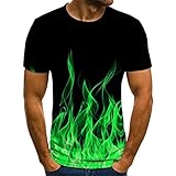 T-Shirt for Men - Men’s 3D Flame Graphic Printing Short Sleeve T Shirts Summer Casual Street Fashion Tees Slim Fit Crewneck Tops Novelty Sport Gym Pullover Blouses for Adults Teens