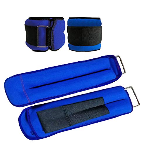 PAMTAW Ankle Weights Adjustable Arm Weights Wrist Weights Leg Weights (1 Pair) with Adjustable Weights, Adjustable Strap for Walking, Running, Yoga, Men & Women (4.4lb Each Blue)
