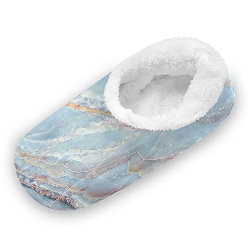 TropicalLife LUCKYEAH Zapatillas de casa con estampado de venas de mármol para mujeres y hombres, zapatillas de pies peludos, cómodas y cálidas de espuma viscoelástica, zapatillas de felpa p
