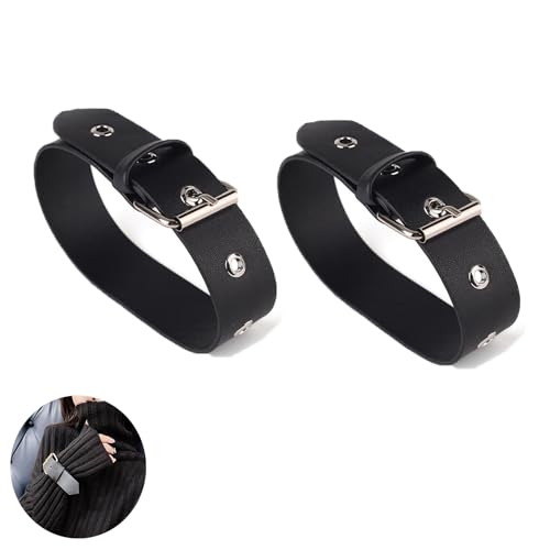 2 Pack Kilt Extender Straps Adjustable Leather Band Cuff Belt Buckle Fastener Replacement for Coat Sleeve Dress Jacket Shoes Leg Thigh Garter