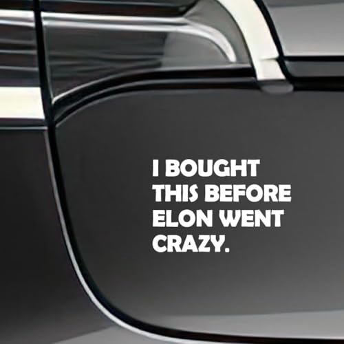 P012  I Bought This Before Elon Went Crazy  Lustiger Autoaufkleber für Elektrofahrzeuge | Hochwertiger wetterfester Sticker (Weiß)
