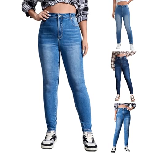 Skinny Jeans for Women High Waist Tummy Control Curvy Colombian Jeans Distressed Stretchy Jean Leggings with Pockets