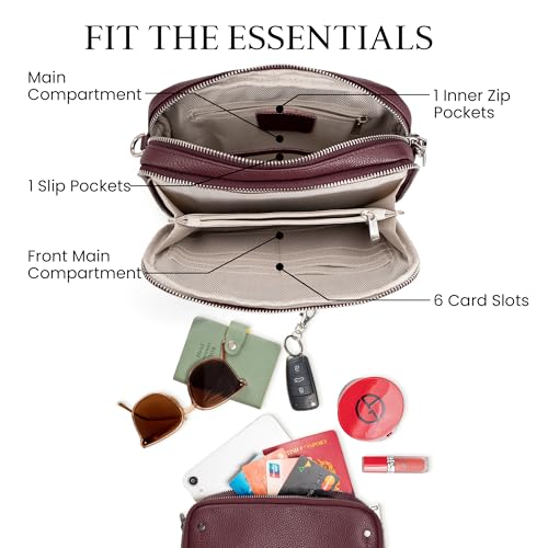 Image of befen Genuine Leather Crossbody Bags for Women, RFID Leather Purses