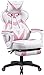 Zeanus Gamer Stuhl Pink für Mädchen Gamer Stuhl mit Fußstütze DX Racer Gaming Stuhl Drehstuhl PC Computerstuhl Ergonomischer Stuhl Liegender Design mit Massage Zocker Stuhl Gaming Chair