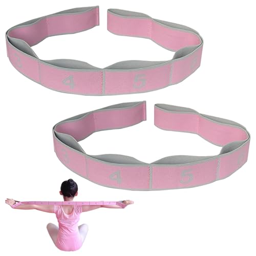 2Tiras Banda Elástica Fitness,Banda de Estiramiento de Yoga con 8 Bucles,Bandas elásticas de Resistencia,Bandas de Pilates,Bandas de Gimnasia,para Adolescentes,Adultos paraYoga,Fitness,Gimnasia