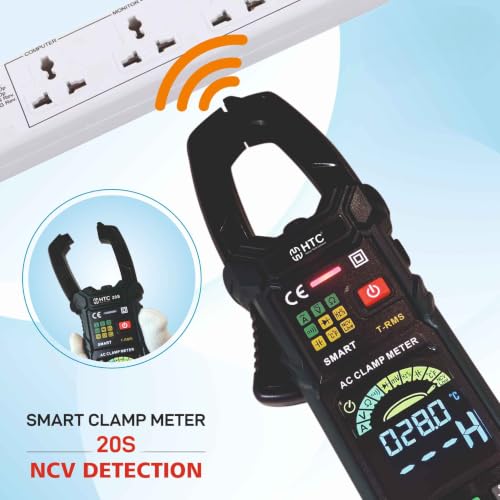 Image of HTC Instrument 20S 600A AC Smart Clamp Meter (T-RMS) with Frequency, Temperature, Capacitance, AC /DC Voltage and built in Flashlight Smart Clampmeter 6000 Counts