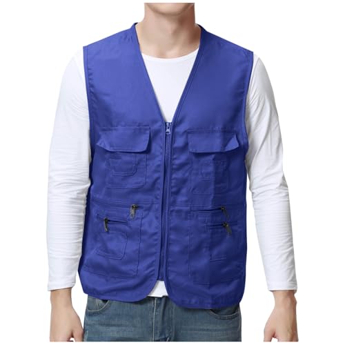 Cargo Vest for Men Utility Fishing Vests Outdoor Summer Lightweight Work Vests Zip Up Sleeveless Vest with Pockets