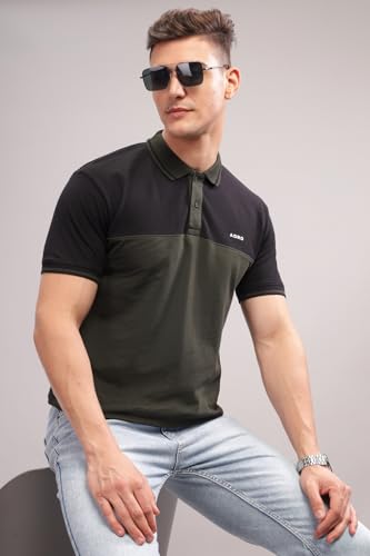 Image of ADRO Men's 100% Cotton Regular Fit Polo T-Shirt