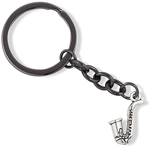 Porte-clés saxophone argenté aux finitions soignées et design épuré