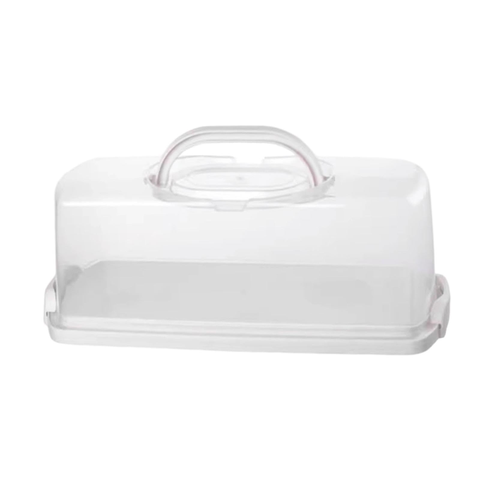 Ronyme Rectangular Bread Box with Portable Handle, Loaf Cake Storage Container for Kitchen Counter, Multiuse Food Keeper with Airtight Lid, Refrigerator Safe PP Plastic for Travel Camping Party, White