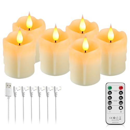 Broyal Led Kerzen Aufladbar mit Fernbedienung,6 Stück Flammenlose LED...