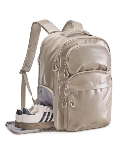 Image of BAGSMART 30L Travel Backpack, 15.6 Inch Carry On Backpack Flight Approved, Water Resistant Weekender Bag Daypack, Camel
