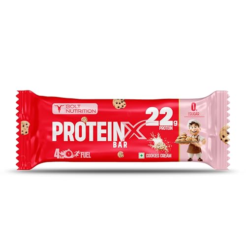 Image of Bolt High Protein Bar | 22g Protein Per Bar | No Sugar | Gluten-Free | Power Snack for Gym, Sports & Muscle Recovery | Pack of 5 - Cookies and Cream