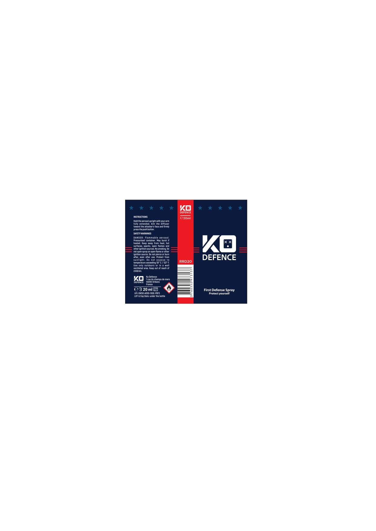 KO Defence 20 ml – la soluzione definitiva per la sicurezza immediata – efficace, rapido – consente di fermare e identificare – gel espansivo in schiuma – portata di 4 metri – 100 % legale nel porto e