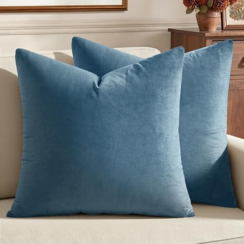 Image of MIULEE Pack of 2, Velvet Soft Soild Decorative Square Throw Pillow Covers Set Cushion Cases Pillowcases for Sofa Bedroom Car18 x 18 Inch 45 x 45 Cm