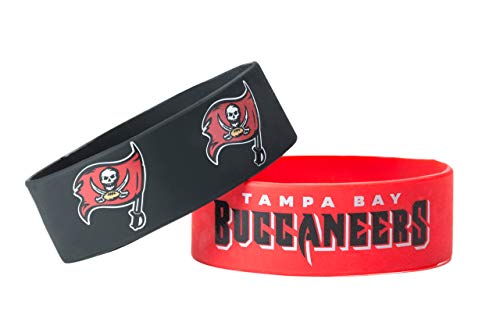 Aminco NFL Tampa Bay Buccaneers Wide Bracelet, 2-Pack, Red, 4