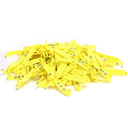 Étiquette d'oreille mouton jaune en polyuréthane avec numéros pour identification du bétail